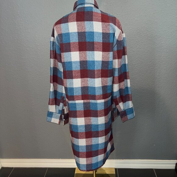 I R O JEANS SOANE FLANNEL BUFFALO PLAID POP-OVER MIDI SHIRT DRESS - EUC -Size 36 - Picture 5 of 16